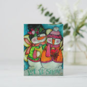 Let it Snow - Snowman Angels Feiertagspostkarte (Stehend Vorderseite)