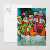 Let it Snow - Snowman Angels Feiertagspostkarte (Vorne/Hinten)
