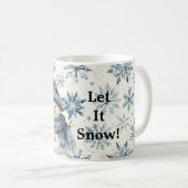 Let It Snow Snowman Blue Snowflakes Christmas Kaffeetasse (VorderseiteRechts)
