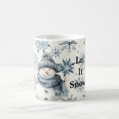 Let It Snow Snowman Blue Snowflakes Christmas Kaffeetasse (Mittel)