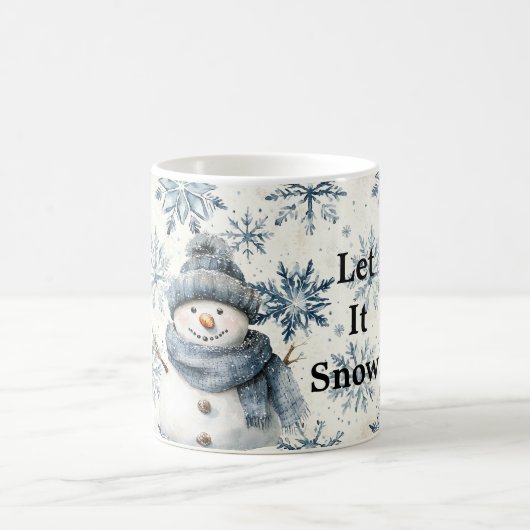 Let It Snow Snowman Blue Snowflakes Christmas Kaffeetasse (Mittel)