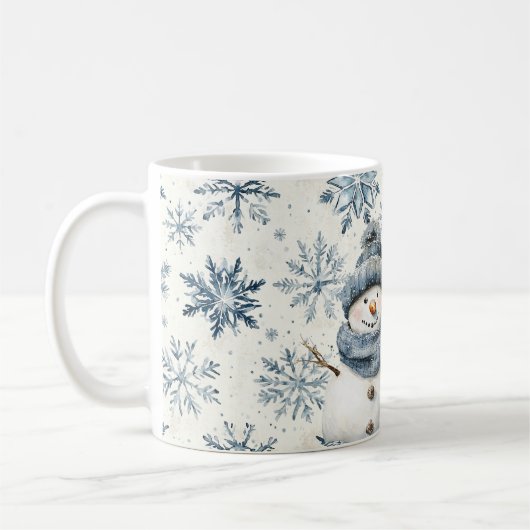 Let It Snow Snowman Blue Snowflakes Christmas Kaffeetasse (Links)