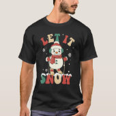 Let It Snow Snowman Groovy Retro Christmas Holiday T-Shirt (Vorderseite)