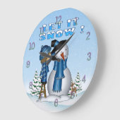 Let It Snow Snowman Round Wall Clock Große Wanduhr (Winkel)