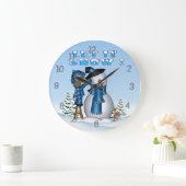 Let It Snow Snowman Round Wall Clock Große Wanduhr (Zuhause)