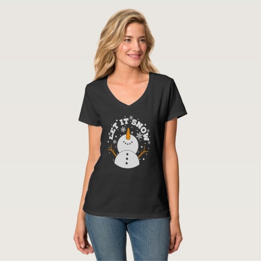 let it snow snowman snowflake xmas christmas T-Shirt (Vorderseite Vollansicht)