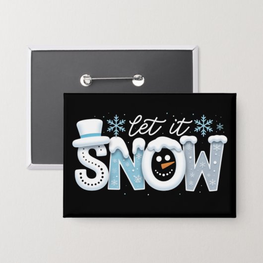 Let It Snow Snowman Winter Snowflakes Season Button (Vorderseite/Rückseite)