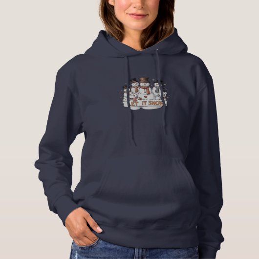 Let It Snow Typography Snowman Winter Hoodie (Vorderseite)