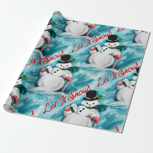 "Let it Snow" - Vintages Schneemannpapier Geschenkpapier