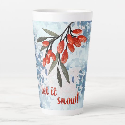 Let It Snow! Watercolor Winter Berries Greeting Milchtasse (Vorderseite)
