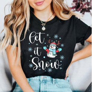 „Let It Snow“ Weihnachten Süßer Schneemann Winter T-Shirt
