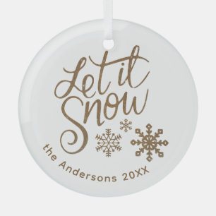 "Let it Snow" Weihnachts-Gold-Glitzer Ornament Aus Glas