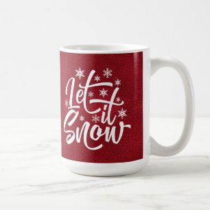 Let It Snow Weihnachts Typografie rot/weiß ID951 Kaffeetasse