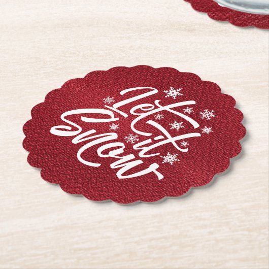 Let It Snow Weihnachts Typografie rot/weiß ID951 Untersetzer (angewinkelt)