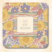 Let Joy Bloom Coaster Set – Editable Text Getränkeuntersetzer