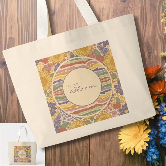 Let Joy Bloom – Personalized Floral Tote Bag  Jumbo Stoffbeutel