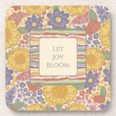 Let Joy Bloom Untersetzer-Set – Bearbeitbarer Text Getränkeuntersetzer (Vorderseite)