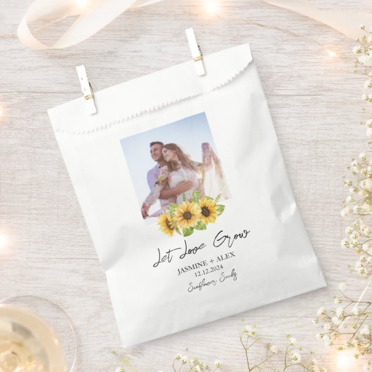 Let Love Grow l Sunflower Seeds Photo Wedding Geschenktütchen (Ausgeschnitten)