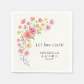Let Love Grow Pink Orange Flowers Wedding Serviette (Vorderseite)