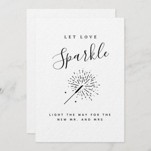 Let Love Sparkle Modern Minimalist Wedding  Einladung (Vorne/Hinten)