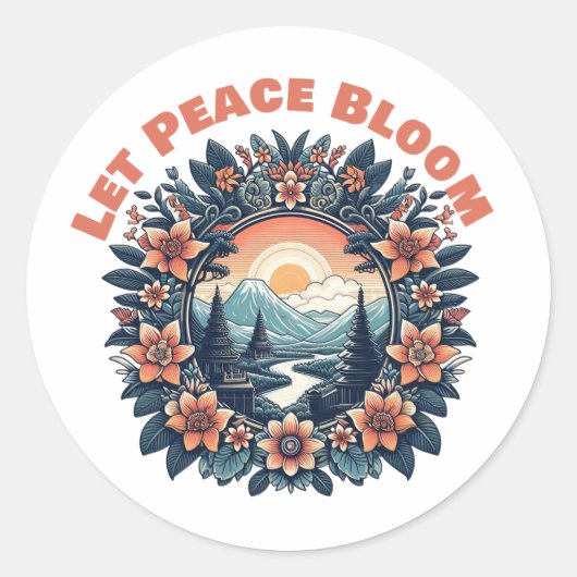 Let-Peace-Bloom Runder Aufkleber (Vorderseite)