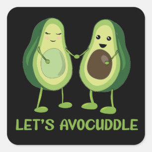 Let’s Avocuddle - Funny Avocado Pun Quadratischer Aufkleber