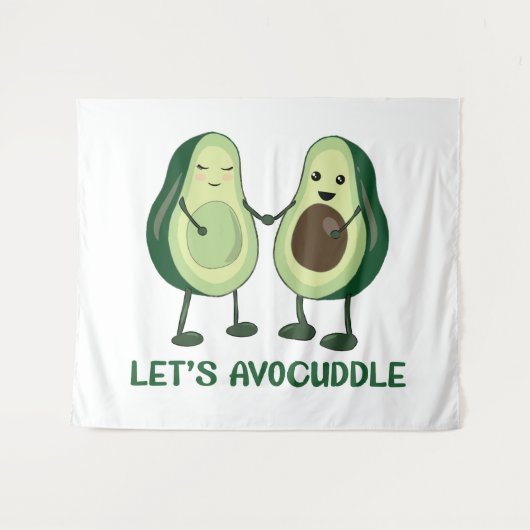 Let’s Avocuddle - Funny Avocado Pun Wandteppich (Vorderseite (Horizontal))