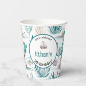 Let’s Celebrate Nautical Birthday Name & Age Pappbecher (Rückseite)