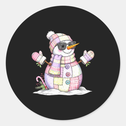 Let’s Chill Snowman Christmas Coffee Cute Holiday  Runder Aufkleber (Vorderseite)