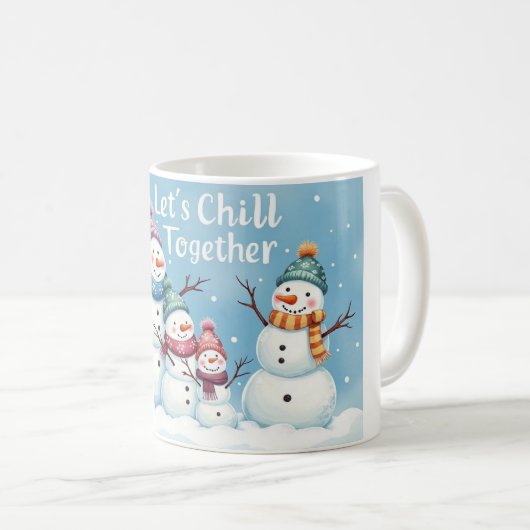 Let’s Chill Together Snowman Family Mug Kaffeetasse (VorderseiteRechts)