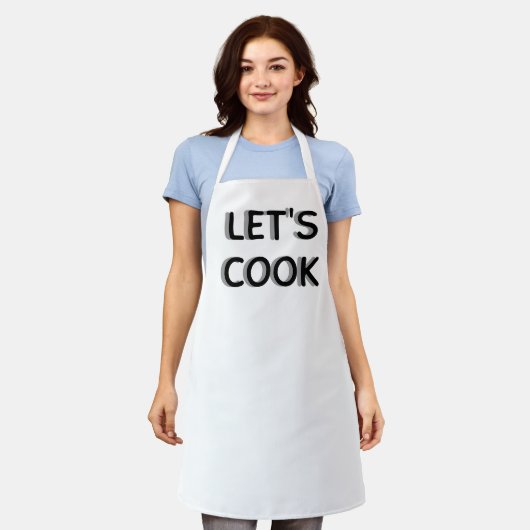 “Let’s Cook” White Apron – Motivational Chef Quot Schürze (Getragen)