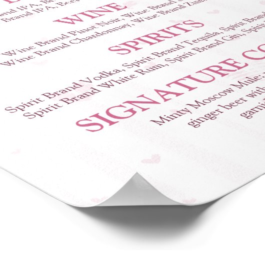 Let’s Drink Bar Menu Sign | A Tiny Bit Engaged  Poster (Ecke)