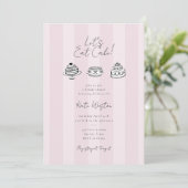 Let’s Eat Cake Pink Bridal Shower Coquette Design Einladung (Stehend Vorderseite)