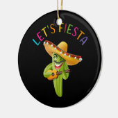 Let’s Fiesta Cactus Sombrero Hat Guitar Cinco Keramik Ornament (Links)