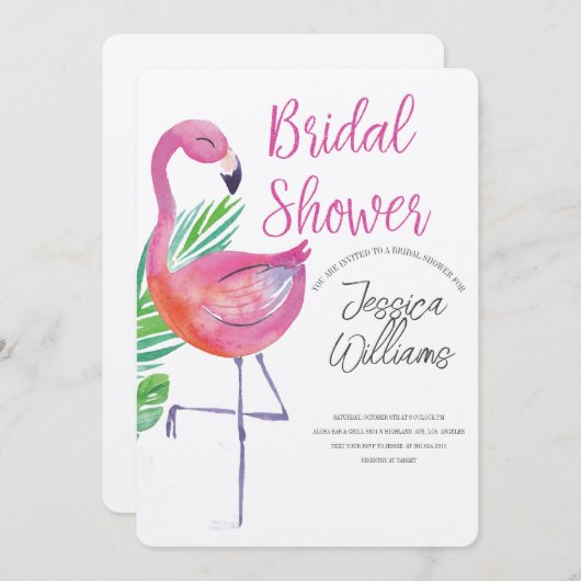 Let’s Flamingle! Tropical Bridal Shower Bash Einladung (Vorne/Hinten)