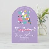Let’s Flamingle! Tropical Bridal Shower Bash Einladung (Stehend Vorderseite)