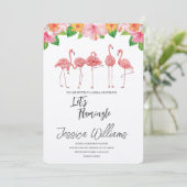 Let’s Flamingle! Tropical Bridal Shower Bash Einladung (Stehend Vorderseite)