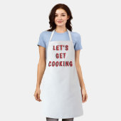 “Let’s Get Cooking” Motivational White Apron | Fun Schürze (Getragen)