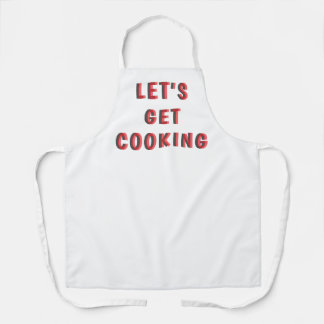 “Let’s Get Cooking” Motivational White Apron | Fun Schürze