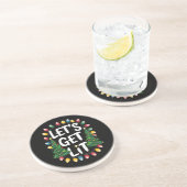 Let’s Get Lit Funny Christmas Drinking Xmas Lights Getränkeuntersetzer (Seite)