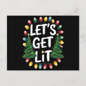 Let’s Get Lit Funny Christmas Drinking Xmas Lights Postkarte (Vorderseite)