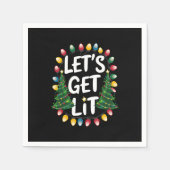 Let’s Get Lit Funny Christmas Drinking Xmas Lights Serviette (Vorderseite)