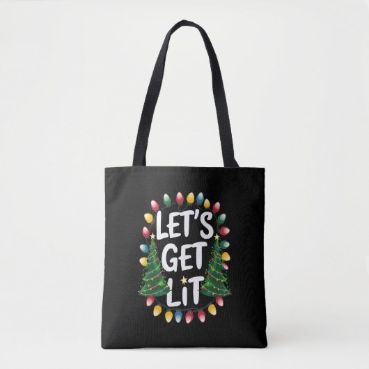 Let’s Get Lit Funny Christmas Drinking Xmas Lights Tasche (Vorderseite)
