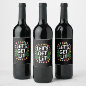 Let’s Get Lit Funny Christmas Drinking Xmas Lights Weinetikett (Flaschen)