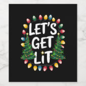 Let’s Get Lit Funny Christmas Drinking Xmas Lights Weinetikett (Einzelnes Label)