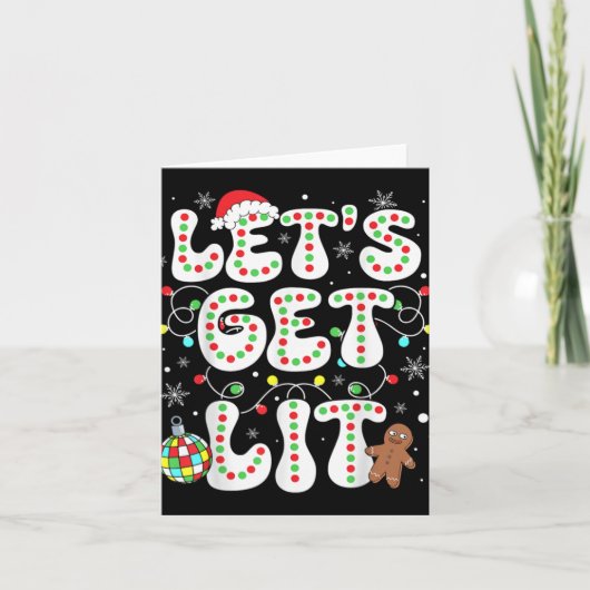 Let S Get Lit Funny Christmas Lights Xmas Pajamas Karte (Vorderseite)