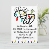 Let’s get lit - funny Christmas party Einladung (Stehend Vorderseite)