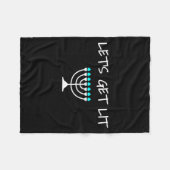 Let S Get Lit Jewish Hanukkah Menorah Chanukkah Fleecedecke (Vorderseite (Horizontal))