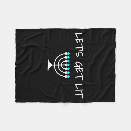 Let S Get Lit Jewish Hanukkah Menorah Chanukkah  Fleecedecke (Vorderseite (Horizontal))
