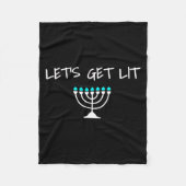 Let S Get Lit Jewish Hanukkah Menorah Chanukkah  Fleecedecke (Vorderseite)